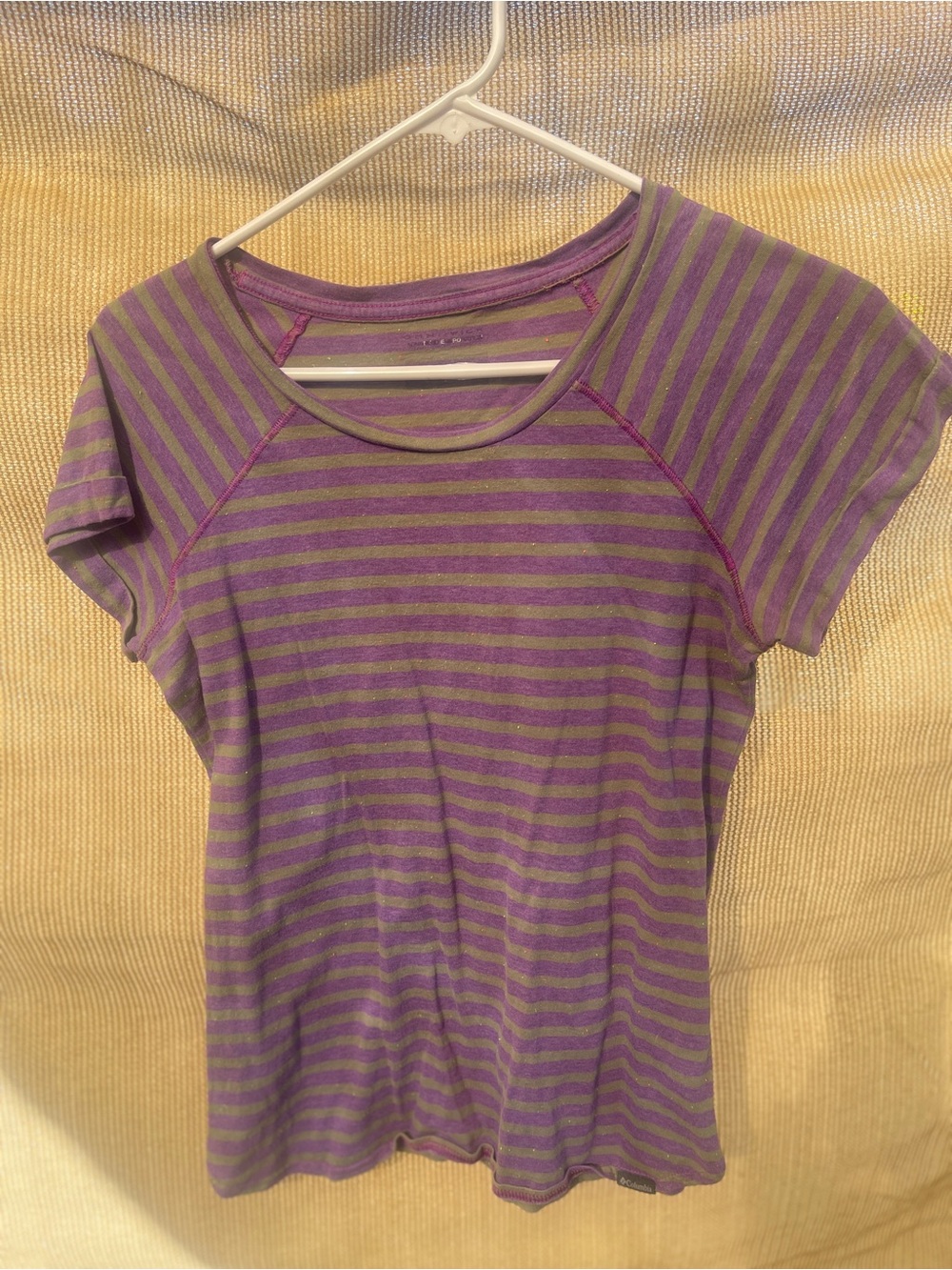 Columbia Purple and Gray Striped Short Sleeve Tee